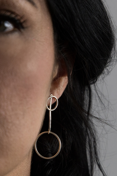 double circus silver earrings
